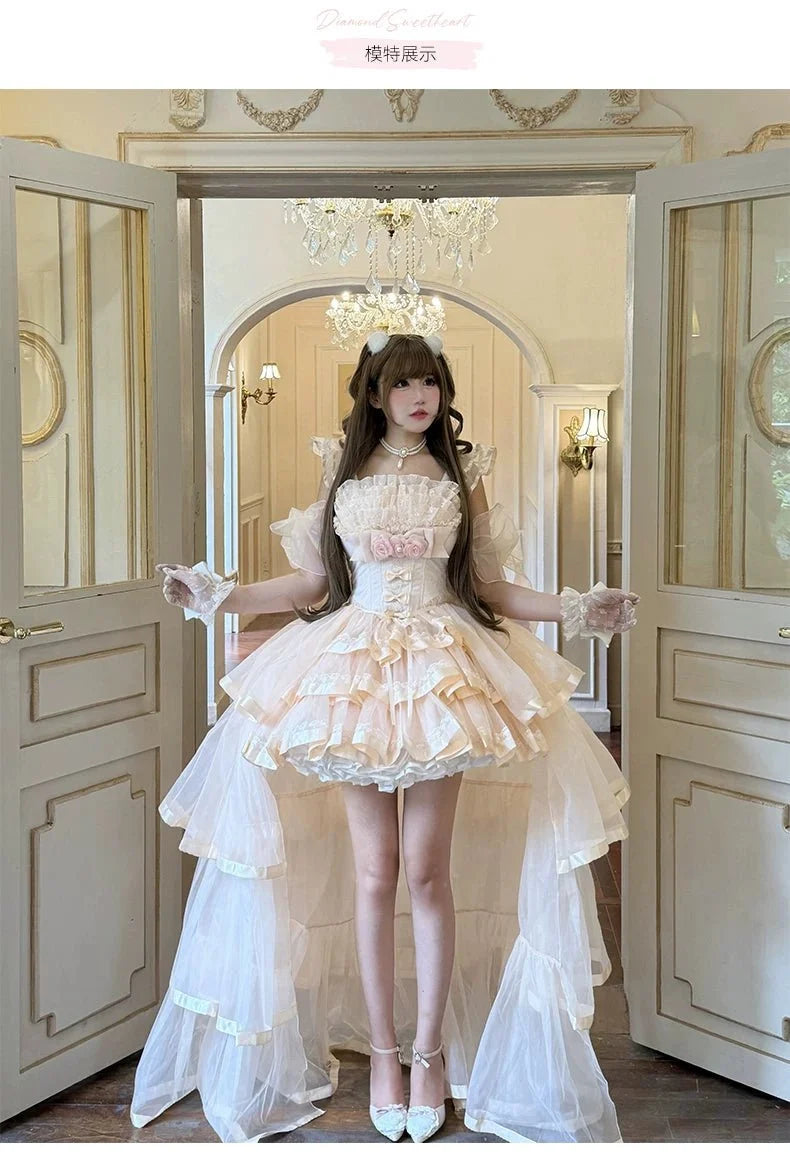 Mousse Love Song Short Ballet Bridal Lolita JSK and Accessories - image 9