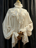 Night Drop-Shoulder Ruffle Ouji Lolita Blouse - image 1