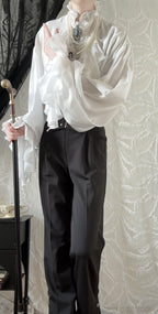 Night Drop-Shoulder Ruffle Ouji Lolita Blouse - image 5