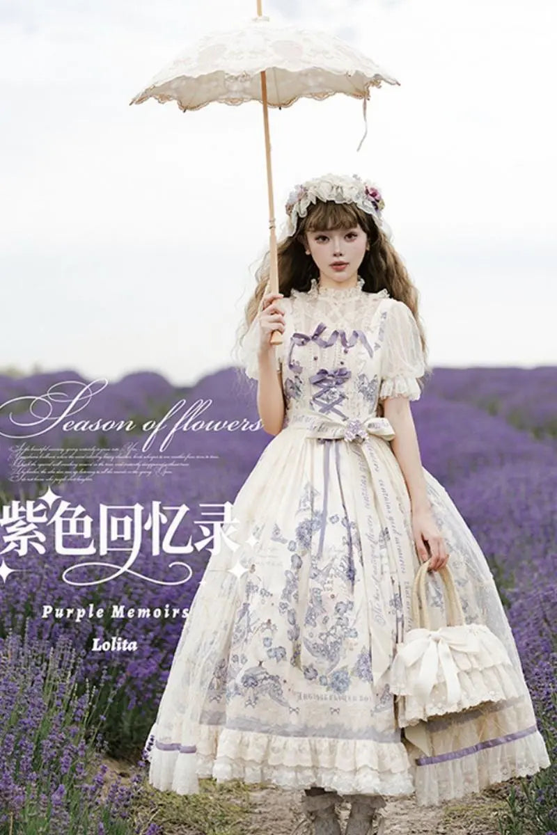 Purple Memoirs Embroidered Country Lolita JSK and OP - image 2