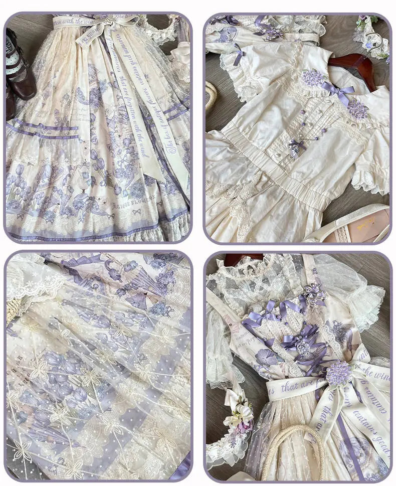 Purple Memoirs Embroidered Country Lolita JSK and OP - image 13