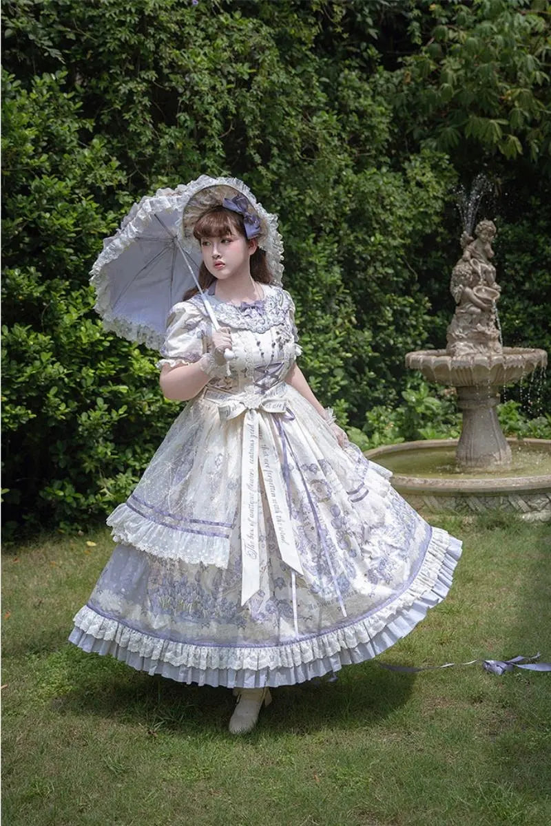 Purple Memoirs Embroidered Country Lolita JSK and OP - image 22