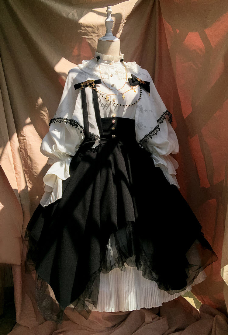 Night Prayer Vintage Gothic Lolita Blouse and Skirt Set - image 11