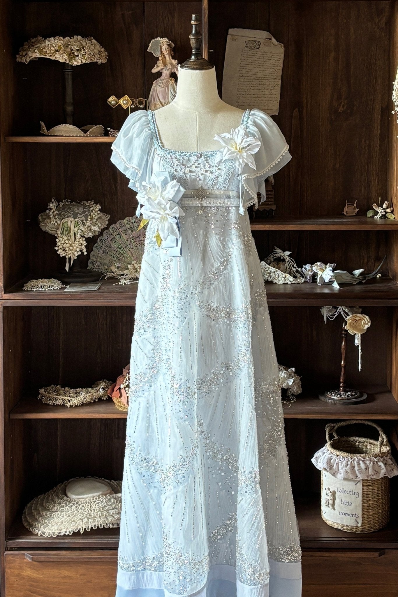 Ocean Series Sky Blue Empire-Waist Classic Lolita JSK & Headband Accessories - image 1