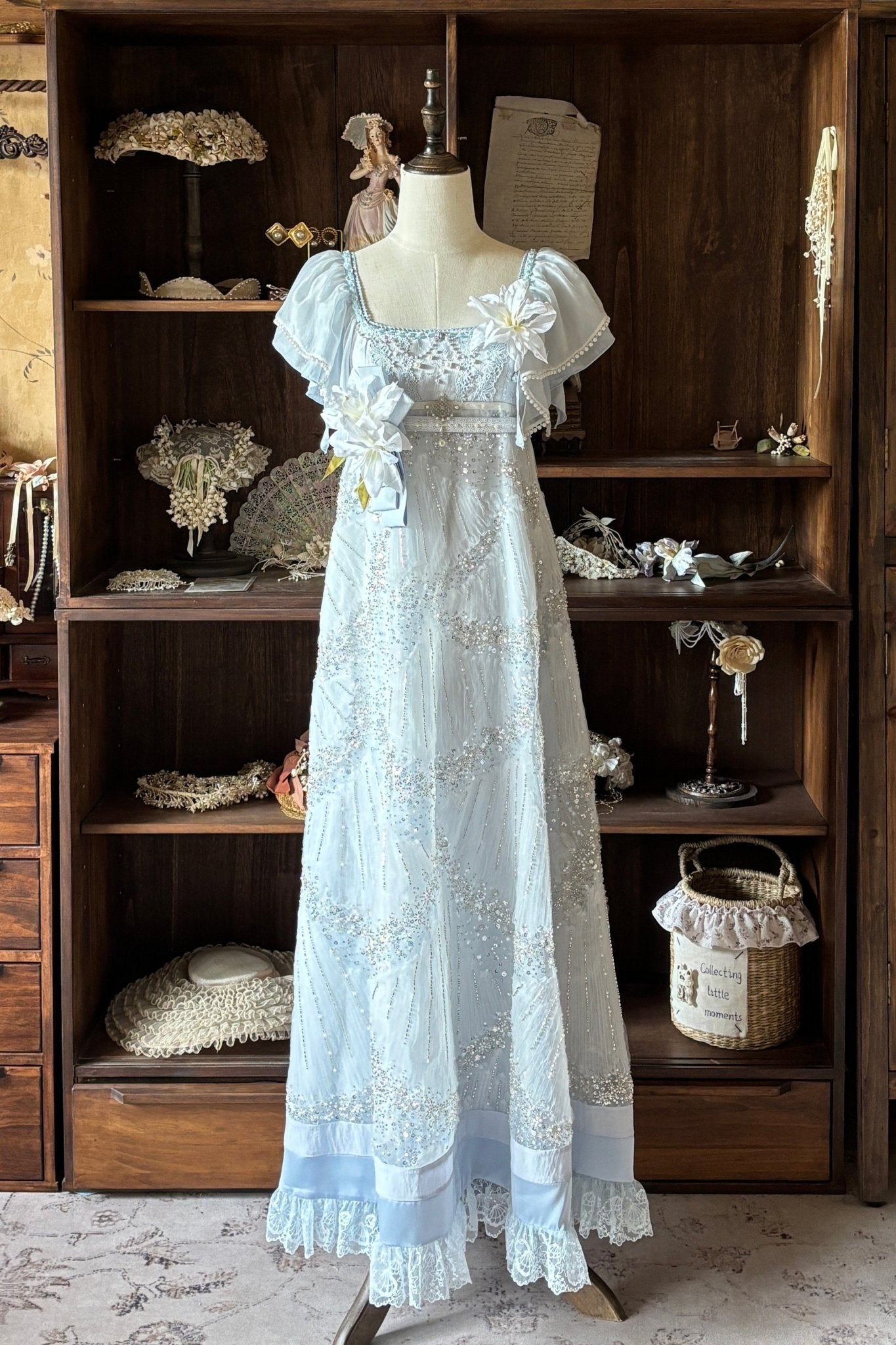 Ocean Series Sky Blue Empire-Waist Classic Lolita JSK & Headband Accessories - image 2