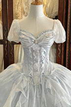 Ocean Series Sky Blue Fish Bone Classic Lolita OP and Accessories - image 2