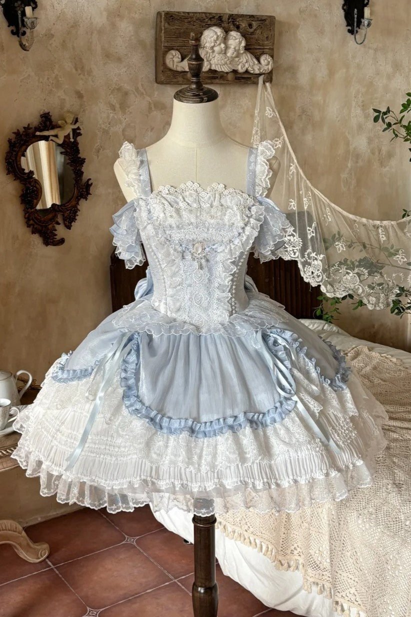 Ocean Series Sky Blue Off-Shoulder Classic Lolita JSK Set - image 1