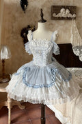 Ocean Series Sky Blue Off-Shoulder Classic Lolita JSK Set - image 5