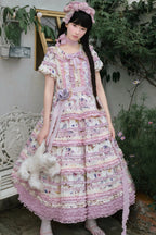 Be My Sweetheart Floral Tiered Sweet Lolita OP JSK Dress and Accessories - image 4