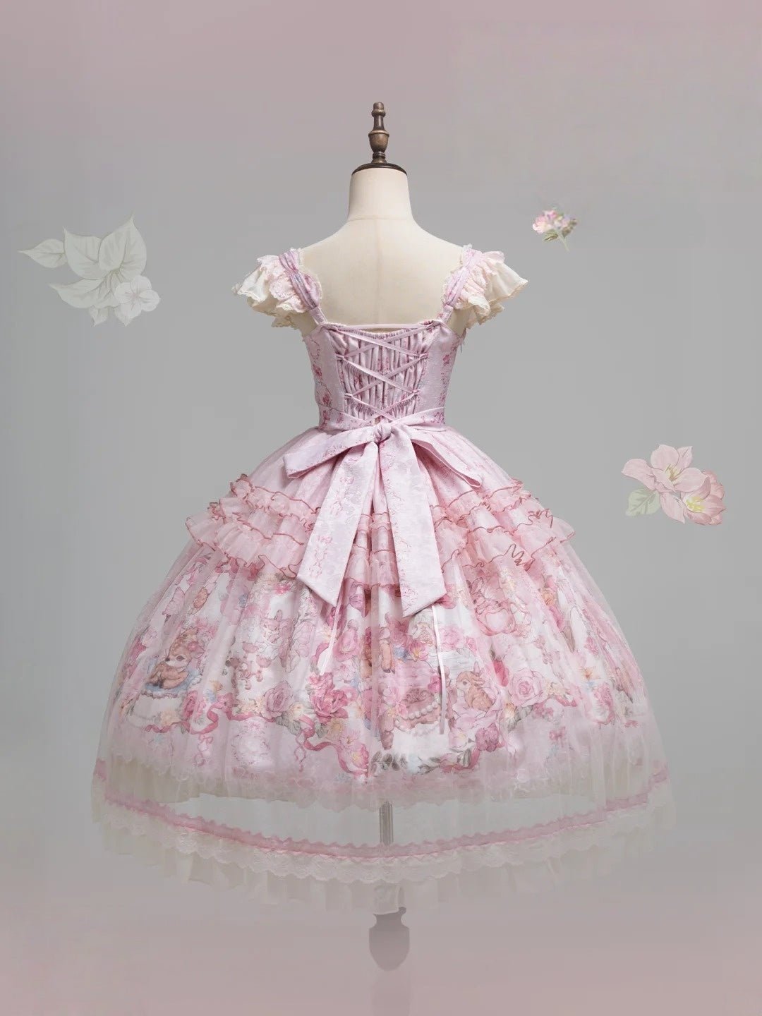 Pink Jacquard Print Sweet Classic Lolita JSK and Accessories - image 21