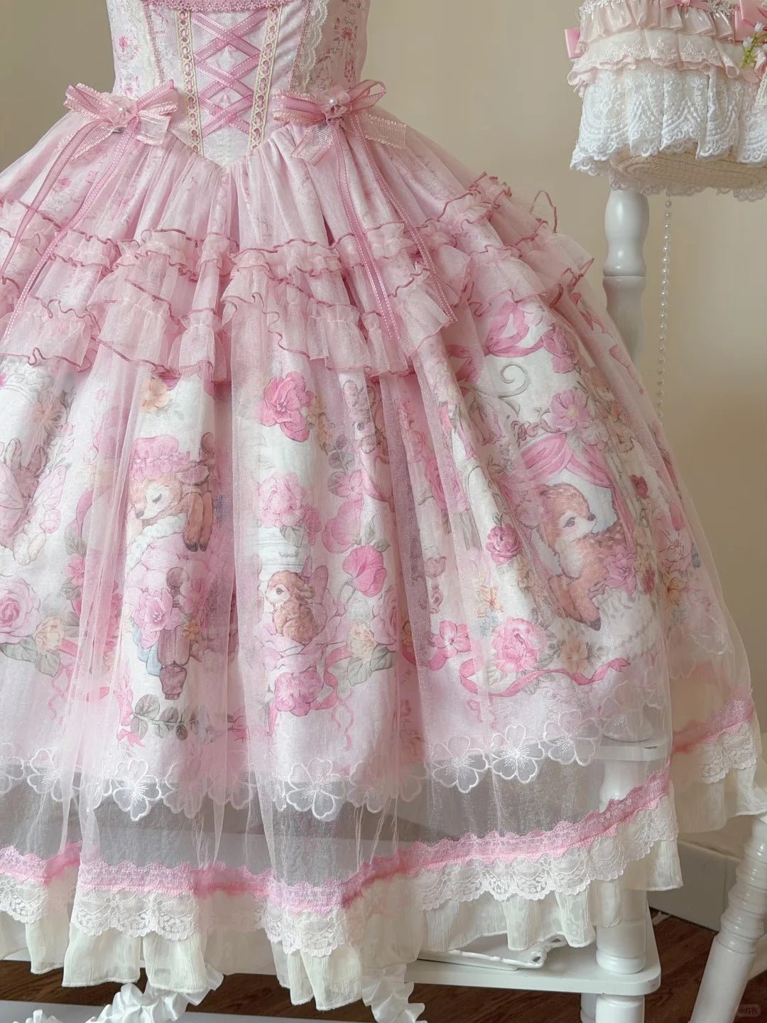 Pink Jacquard Print Sweet Classic Lolita JSK and Accessories - image 12