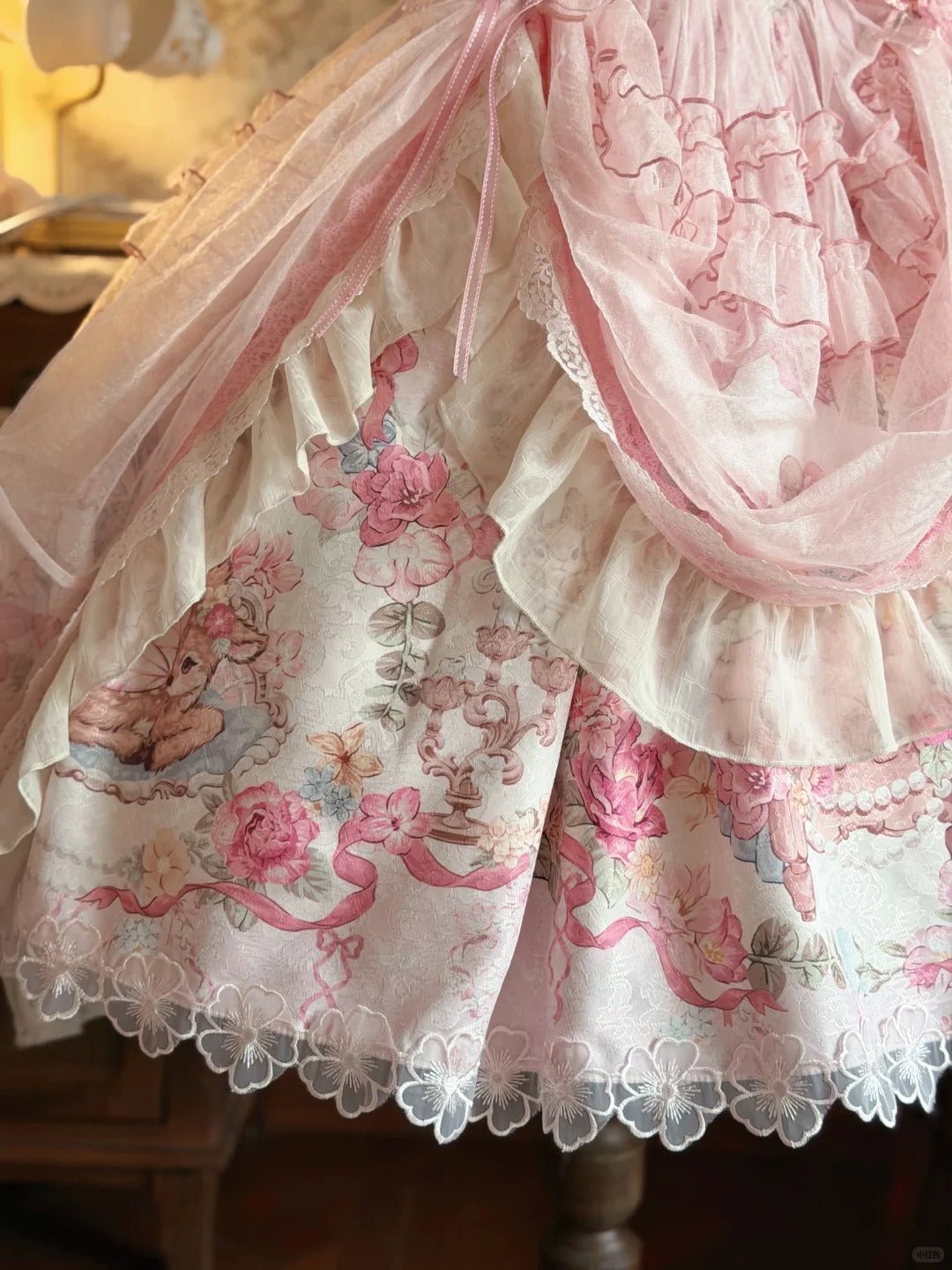 Pink Jacquard Print Sweet Classic Lolita JSK and Accessories - image 6