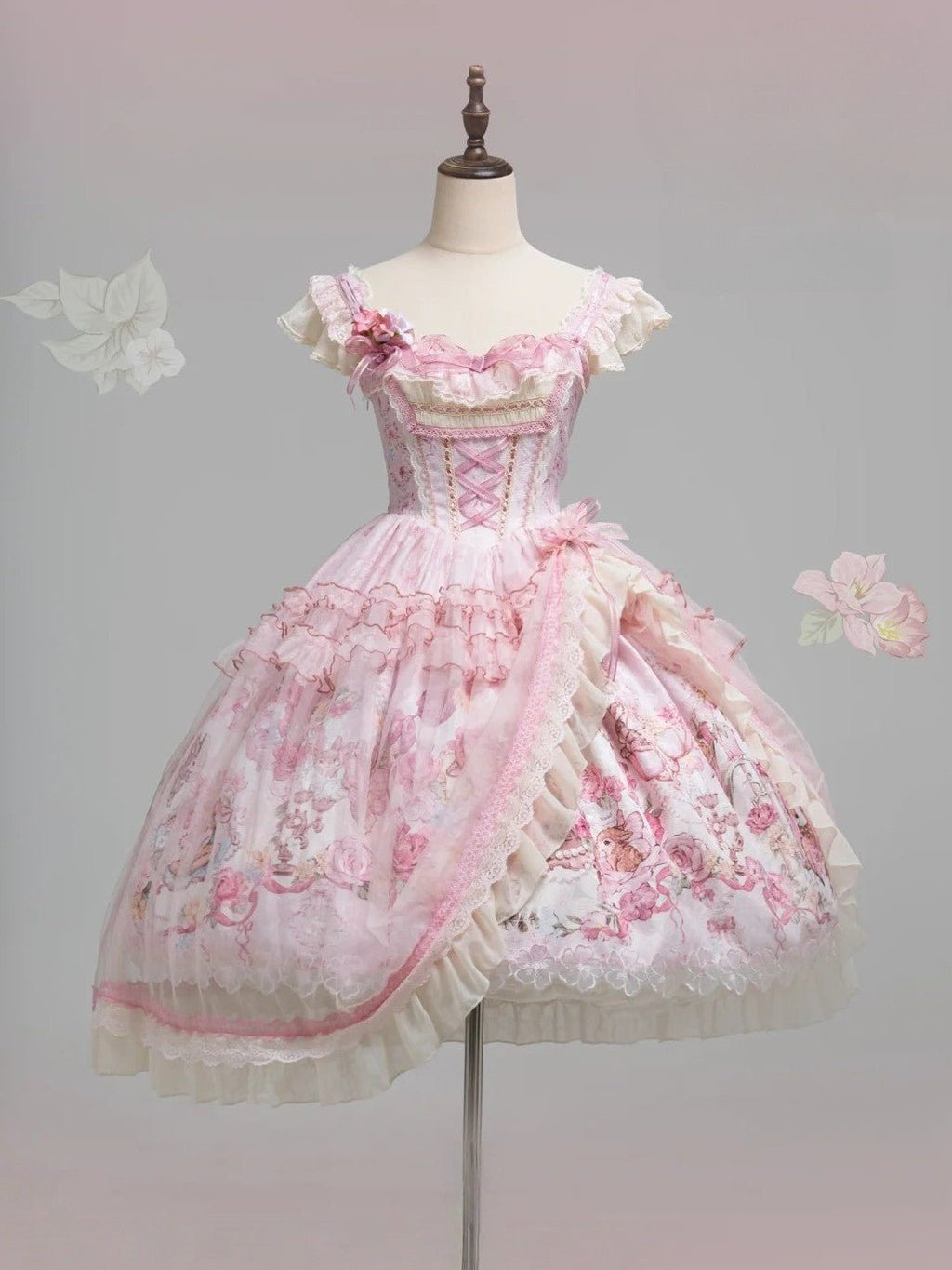 Pink Jacquard Print Sweet Classic Lolita JSK and Accessories - image 22
