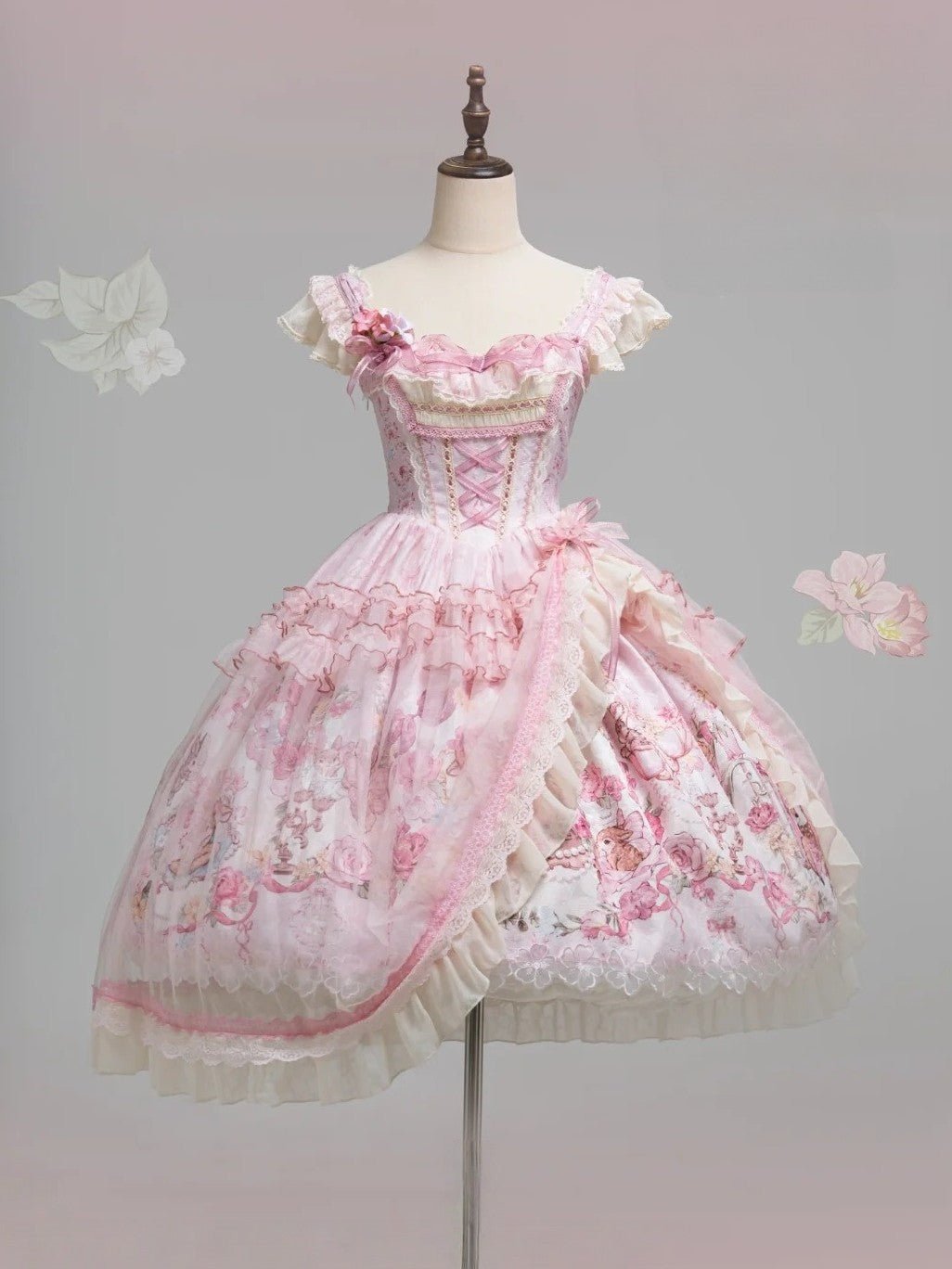 Pink Jacquard Print Sweet Classic Lolita JSK and Accessories - image 22
