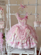 Pink Jacquard Print Sweet Classic Lolita JSK and Accessories - image 28