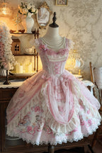 Pink Jacquard Print Sweet Classic Lolita JSK and Accessories - image 1