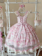 Pink Jacquard Print Sweet Classic Lolita JSK and Accessories - image 11