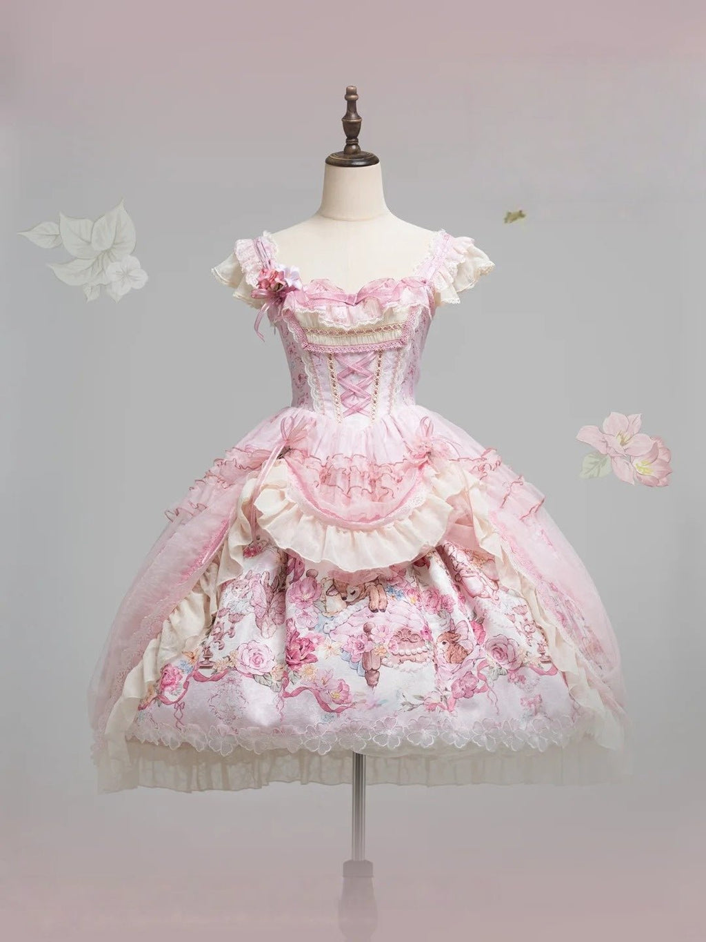 Pink Jacquard Print Sweet Classic Lolita JSK and Accessories - image 20