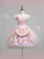 Pink Jacquard Print Sweet Classic Lolita JSK and Accessories - image 20