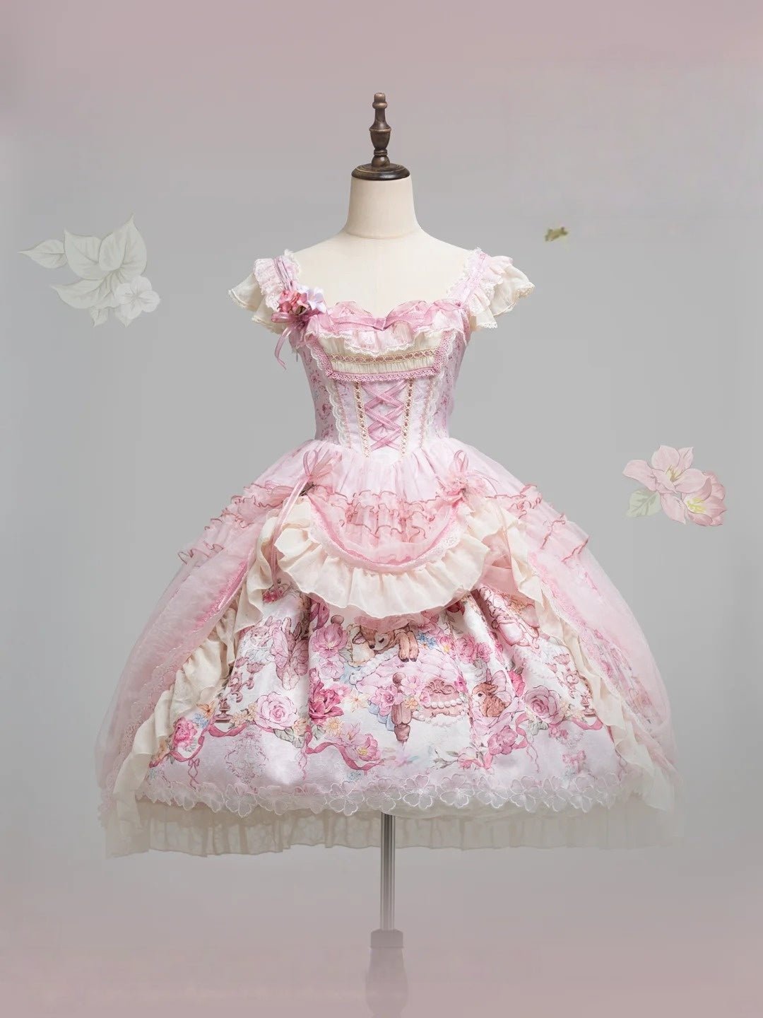 Pink Jacquard Print Sweet Classic Lolita JSK and Accessories - image 20