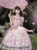 Pink Jacquard Print Sweet Classic Lolita JSK and Accessories - image 7