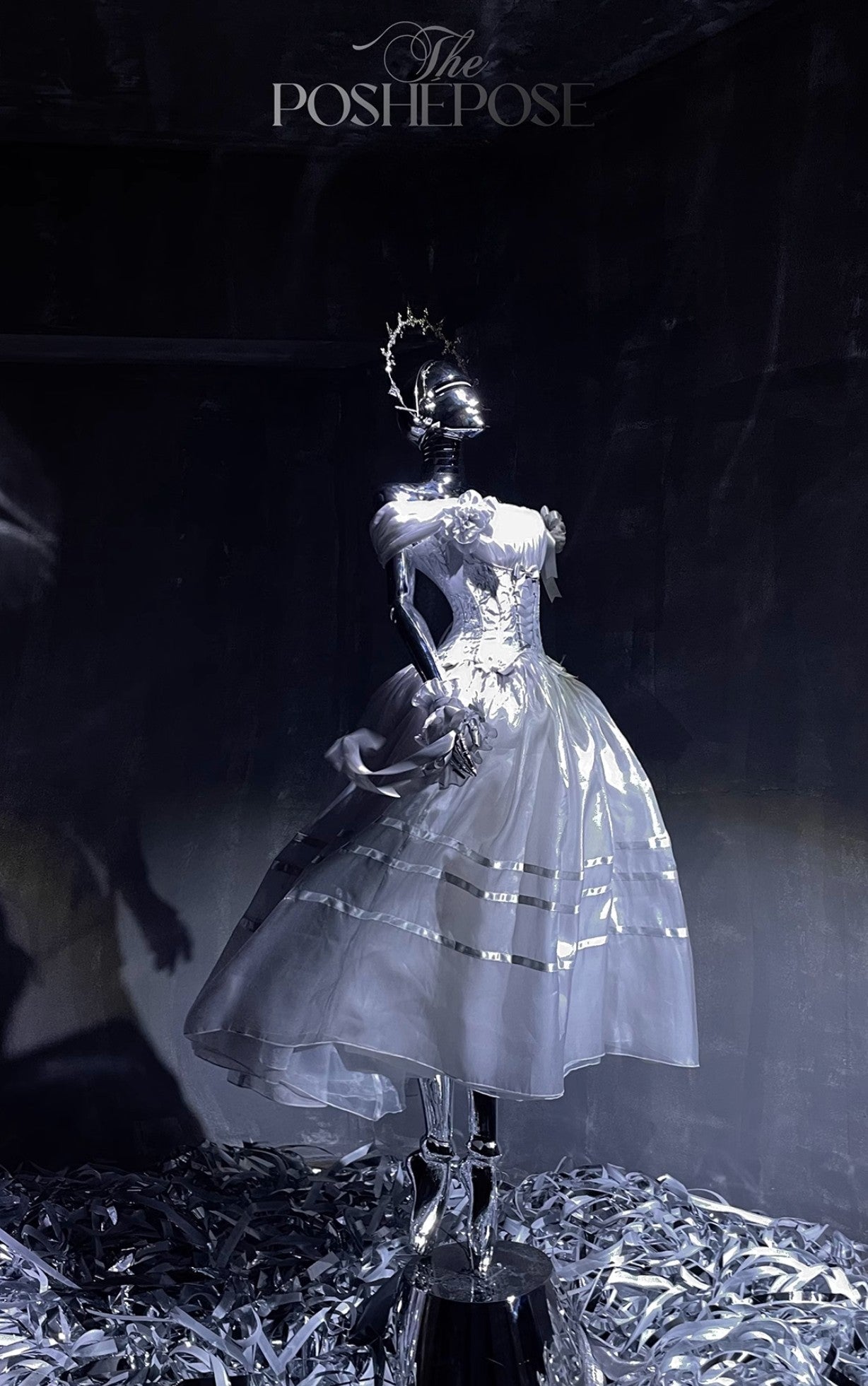 POSHEPOSE - Luminous Moon Silver Antique Long Dress - POSHEPOSE image 1