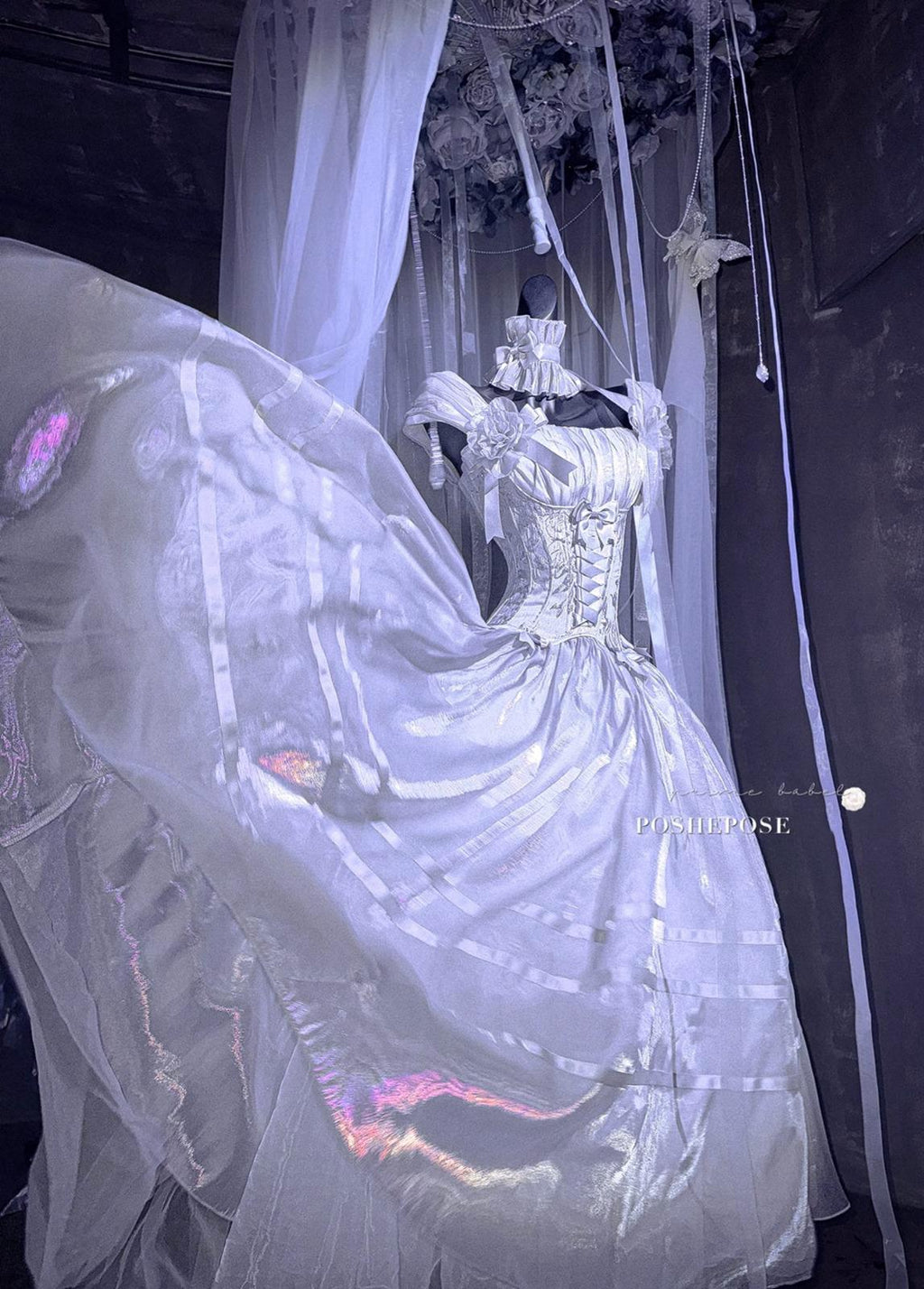 POSHEPOSE - Luminous Moon Silver Antique Long Dress - POSHEPOSE image 3