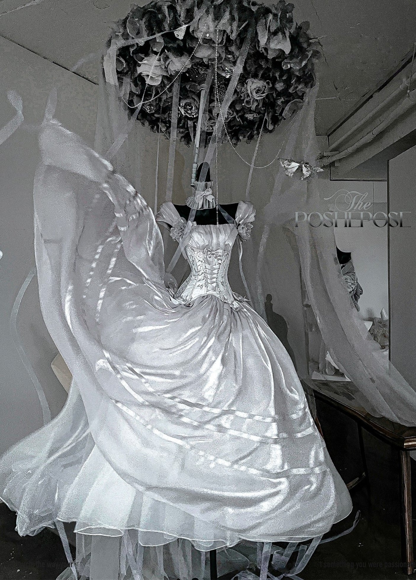 POSHEPOSE - Luminous Moon Silver Antique Long Dress - POSHEPOSE image 10