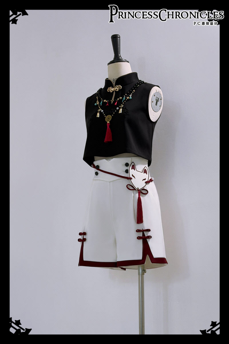 White Fox Hanfu Ouji Jacket, Sleeveless Blouse and Shorts - image 17