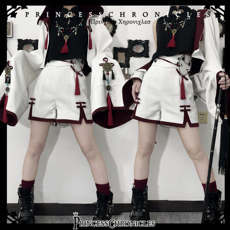 White Fox Hanfu Ouji Jacket, Sleeveless Blouse and Shorts - image 20
