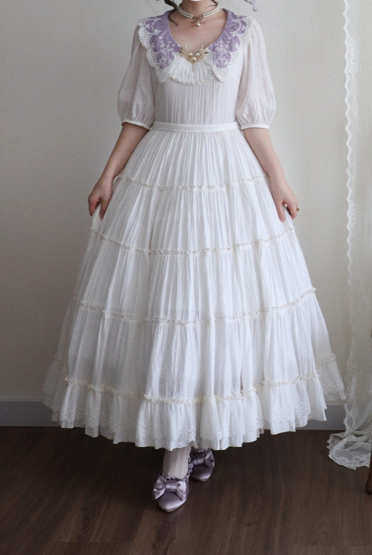 Cloud Soufflé Embroidered-Collar Classic Lolita Maxi OP - image 1