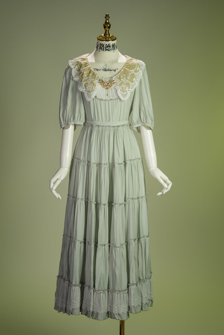 Cloud Soufflé Embroidered-Collar Classic Lolita Maxi OP - image 10