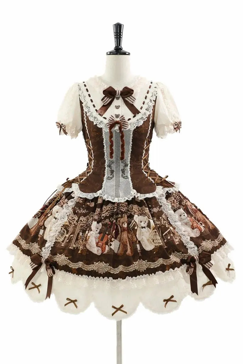 Bear Symphony - Retro Lolita JSK and OP Dresses - image 10