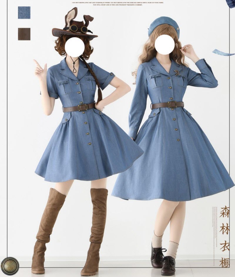 Western Notes - Denim Classic Lolita OP Dress - image 10