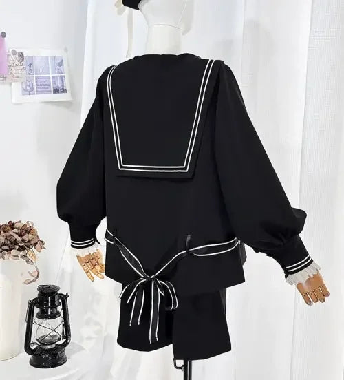 Misty City - Sailor-Collar Ouji Coat & Shorts Set - image 10