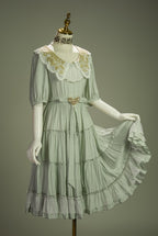 Cloud Soufflé Embroidered-Collar Classic Lolita Midi OP - image 10