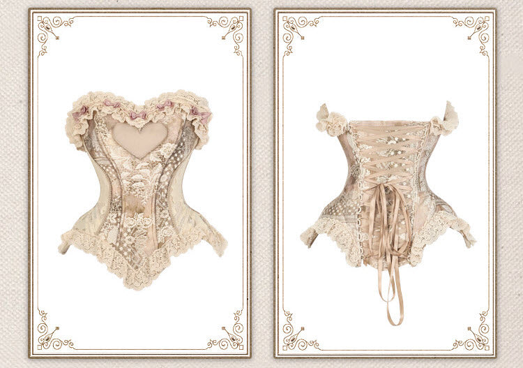 Cupid's Verse-Casket - Heart-Shaped Rococo Lolita Corset & Matching Pieces - image 10