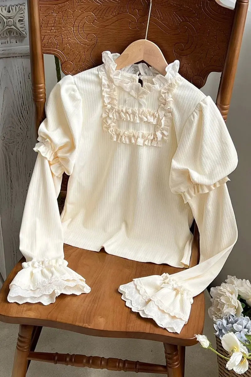 Elegant Ruffled Knitted Long-Sleeve Top - image 10