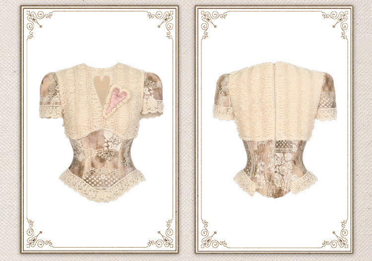 Cupid's Verse-Casket - Heart Cut-Out Vintage Lace Lolita Top - image 10