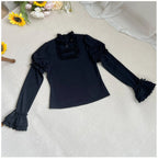 Elegant Ruffled Knitted Long-Sleeve Top - image 11