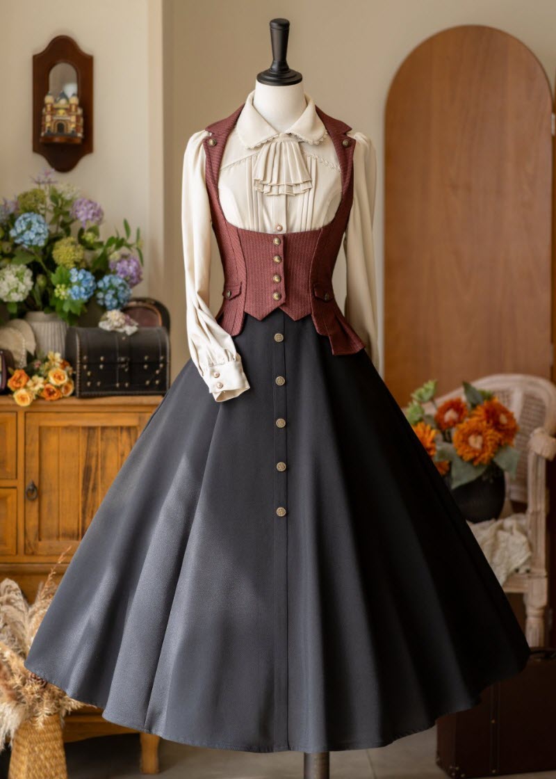 Whispers of the Woods - Long Button-Front Classic Lolita Skirt - image 11