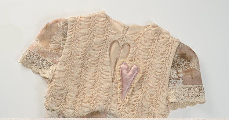 Cupid's Verse-Casket - Heart Cut-Out Vintage Lace Lolita Top - image 11