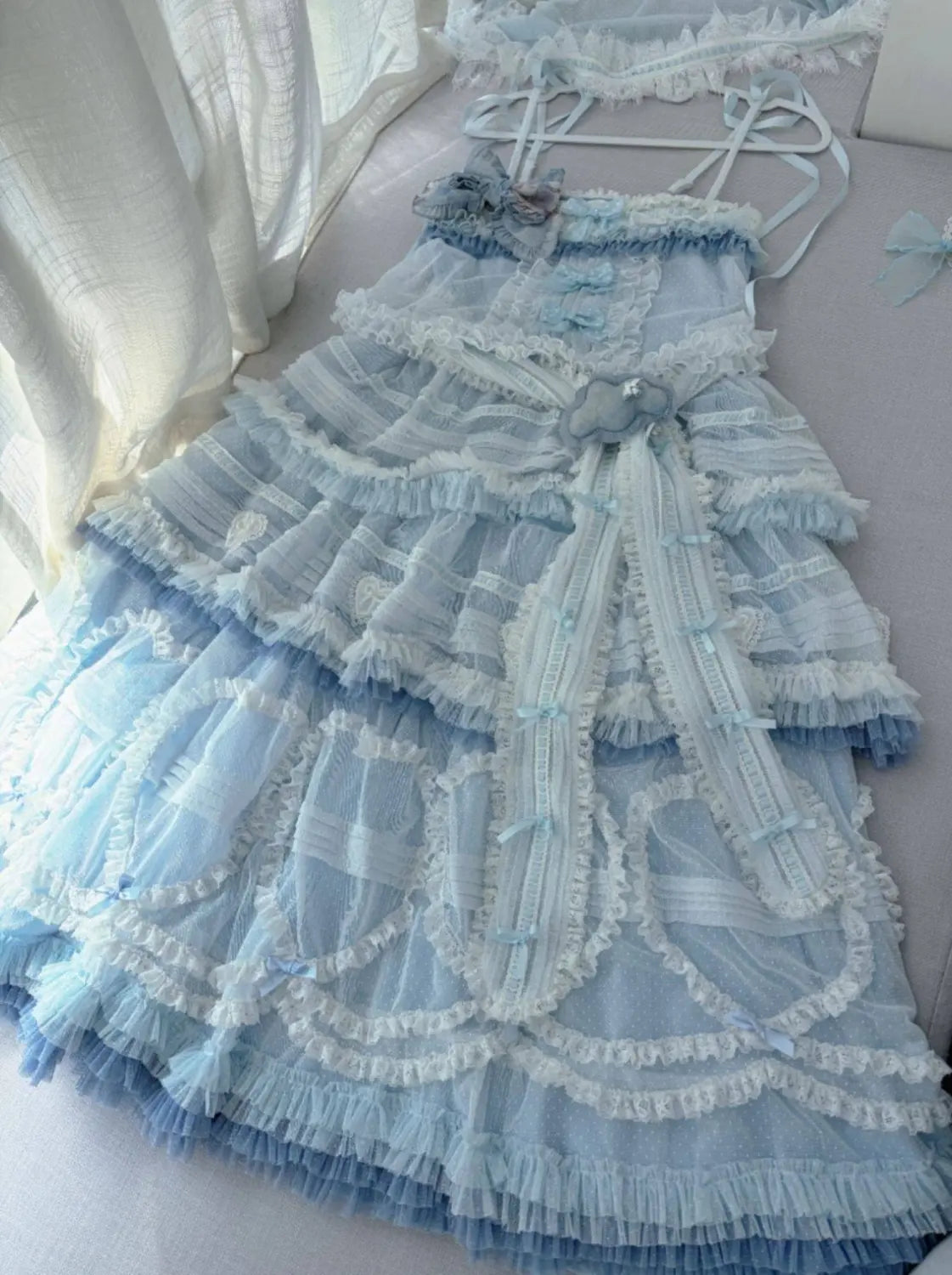 Dot Tulle - Tiered Classic Lolita JSK & Cardigan Coordinate and Accessories - image 11