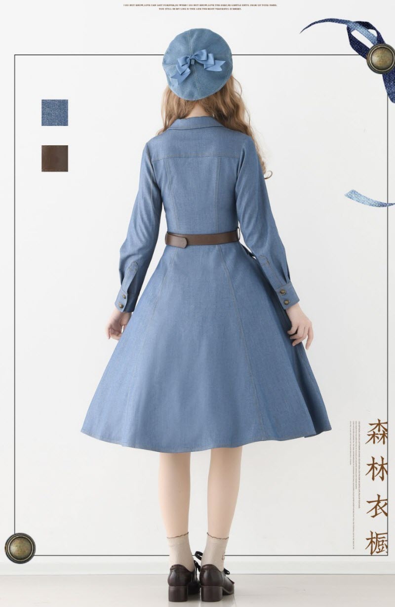Western Notes - Denim Classic Lolita OP Dress - image 12