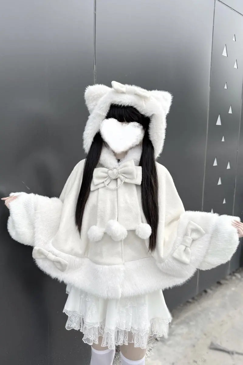 Snowball - Cat-Ear Hood Jirai Kei Cape - image 13