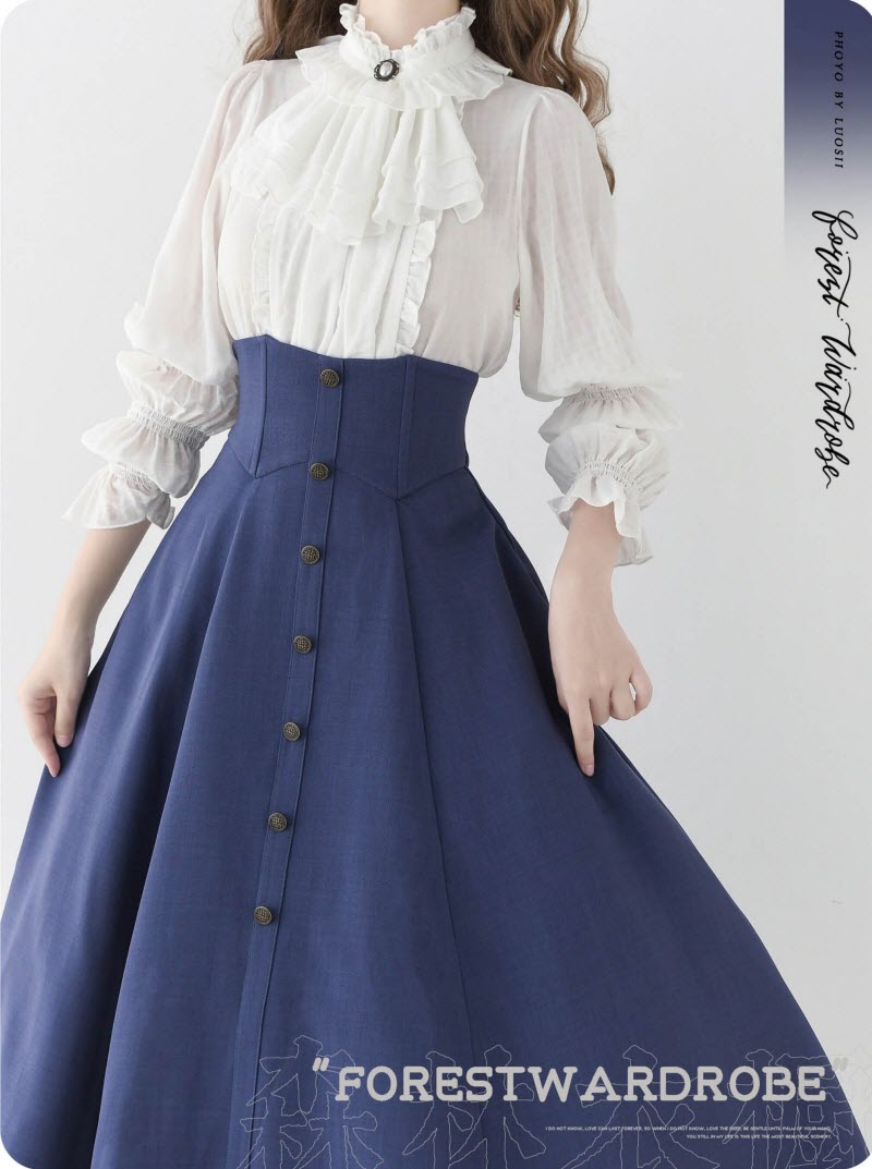 Whispers of the Woods - Long Button-Front Classic Lolita Skirt - image 13