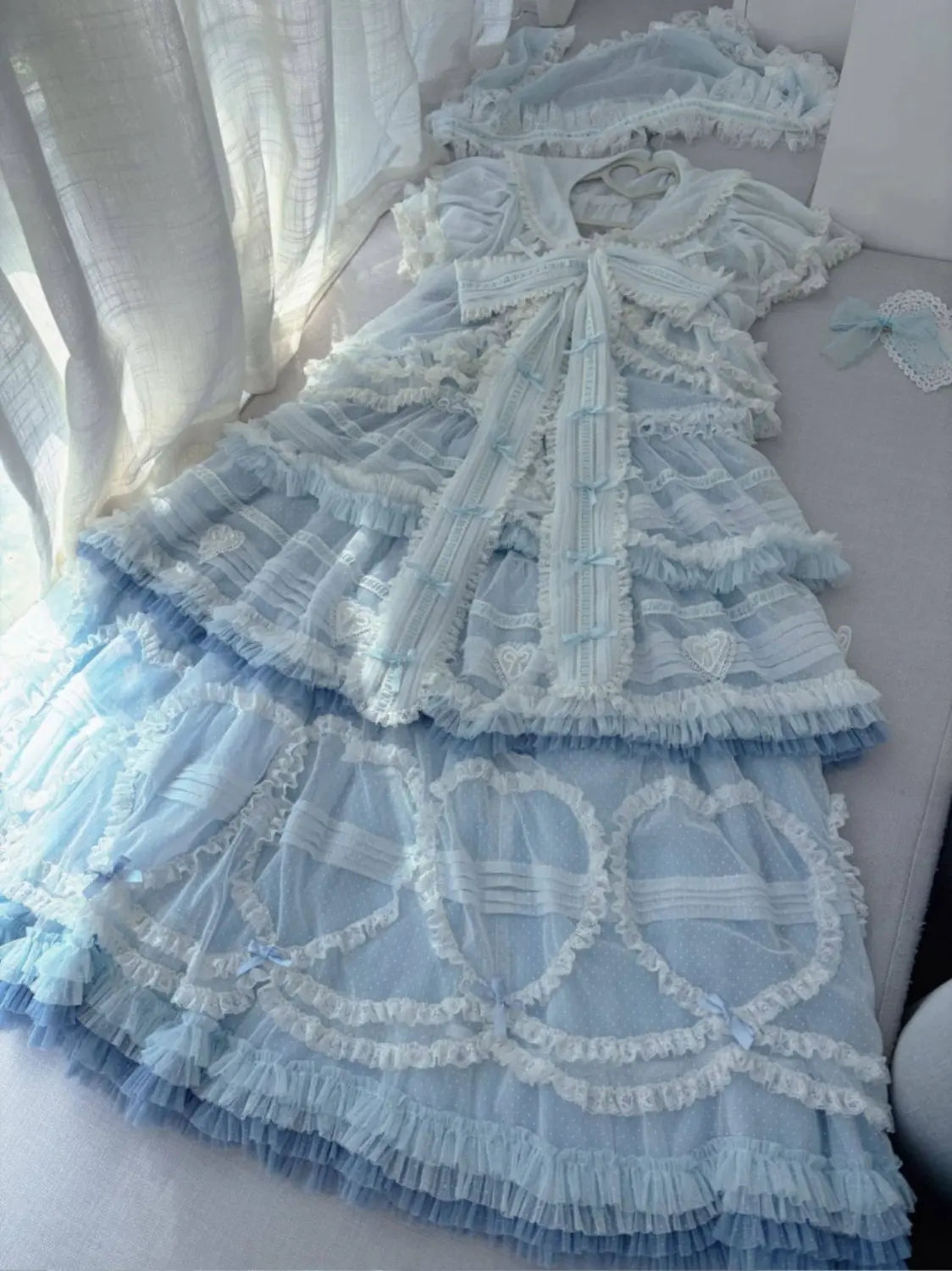 Dot Tulle - Tiered Classic Lolita JSK & Cardigan Coordinate and Accessories - image 13