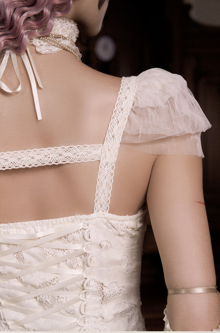 Cupid's Verse-Casket - Heart-Bow Cut-Out Lace Lolita Slip Dress - image 14