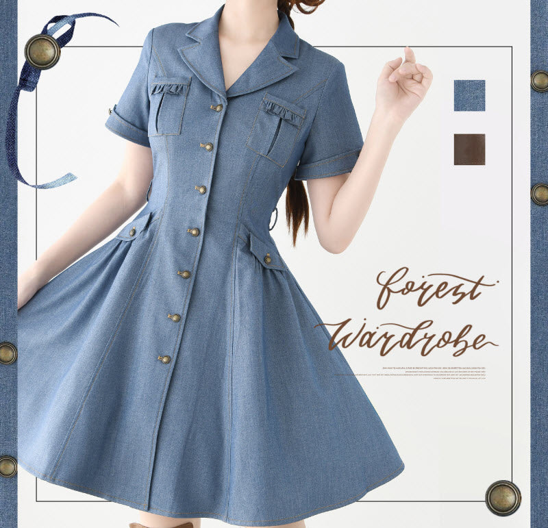 Western Notes - Denim Classic Lolita OP Dress - image 14