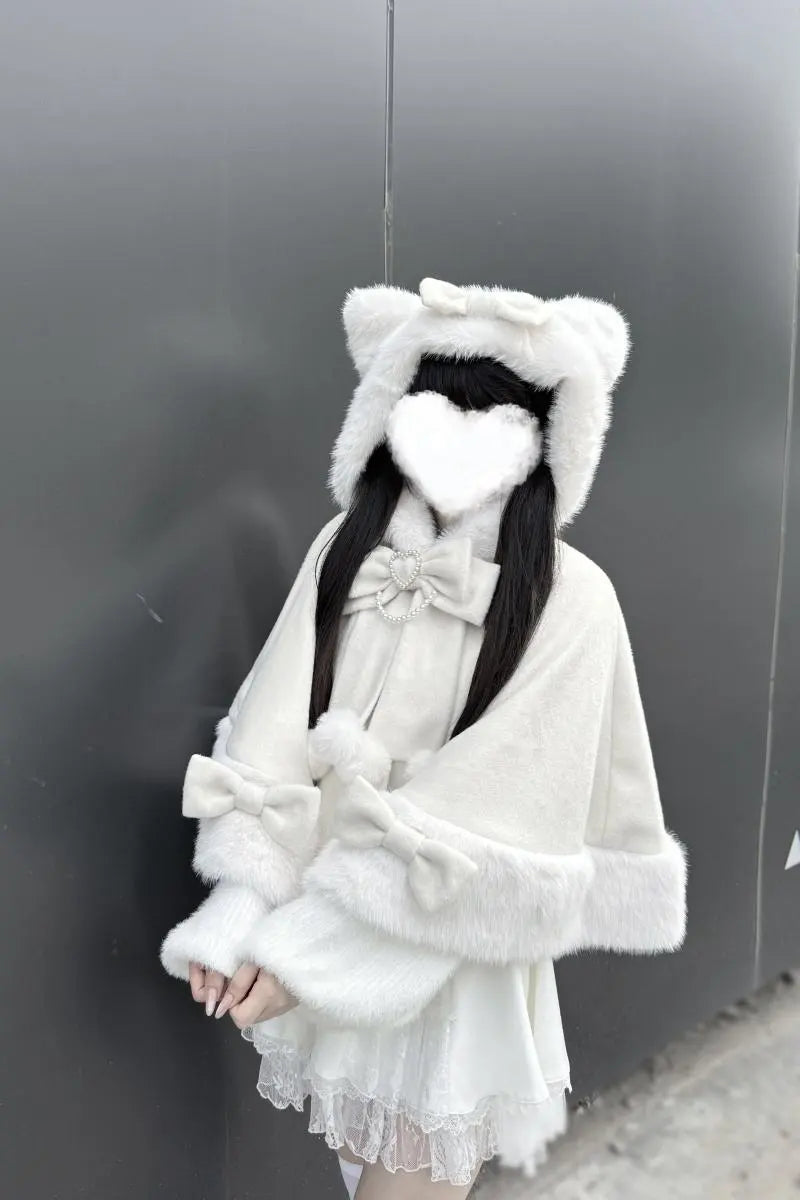 Snowball - Cat-Ear Hood Jirai Kei Cape - image 14